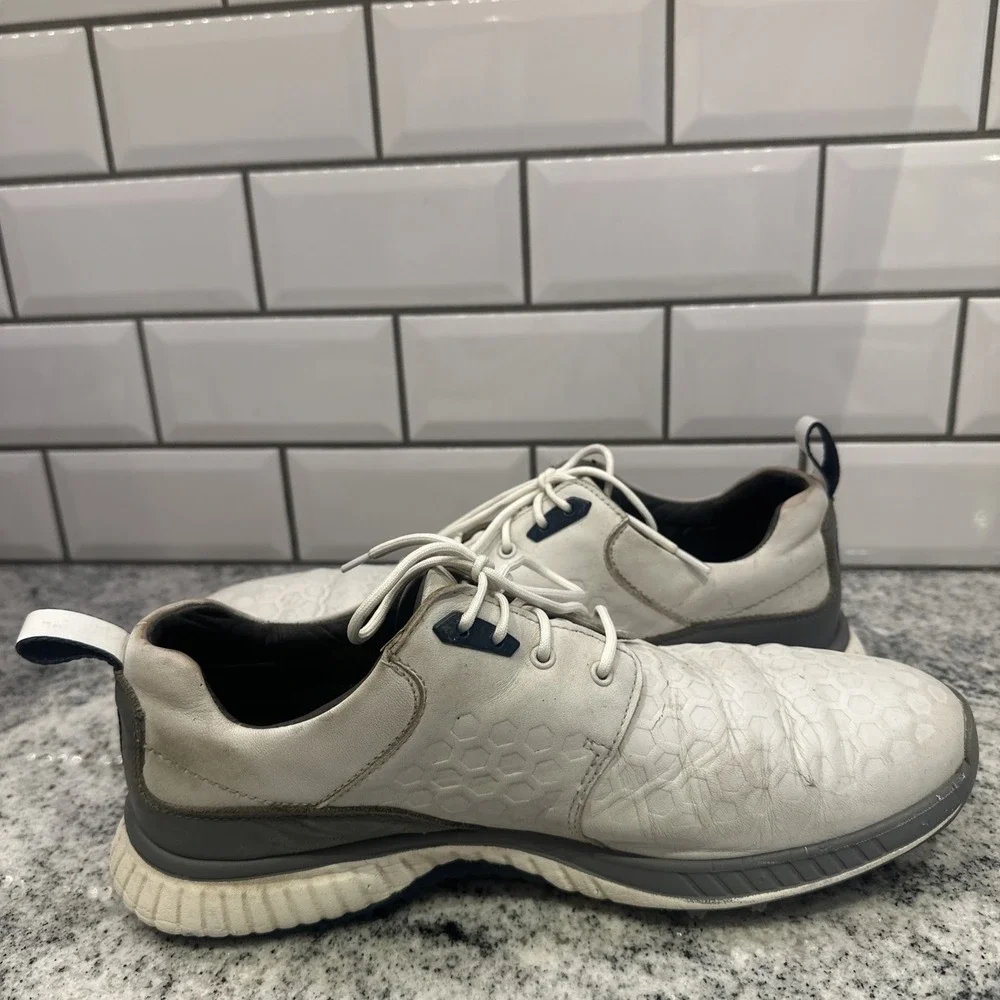 LUXE MEN'S‎ SHOE 9.5 WHITE LEATHER LACE UP GOLF SHOE JOHNSTON & MURPHY XC 4 Dual
